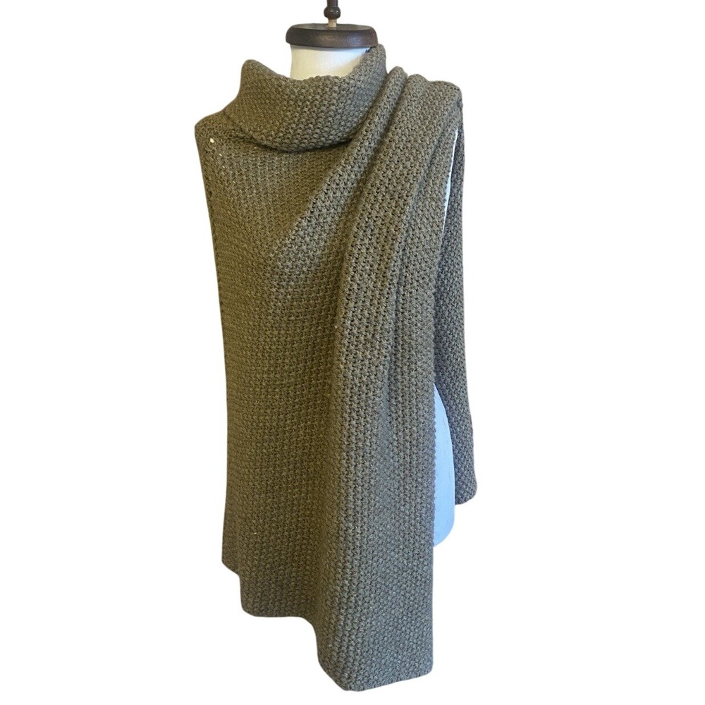Cocogio Womens Knit Cowl Neck Poncho Sweater, Taupe, One size‎